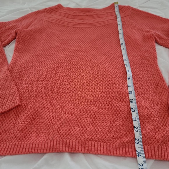 Croft & Barrow Sweater Coral Pink Soft Acrylic Cable Knit Small Textured Orange - Picture 8 of 8